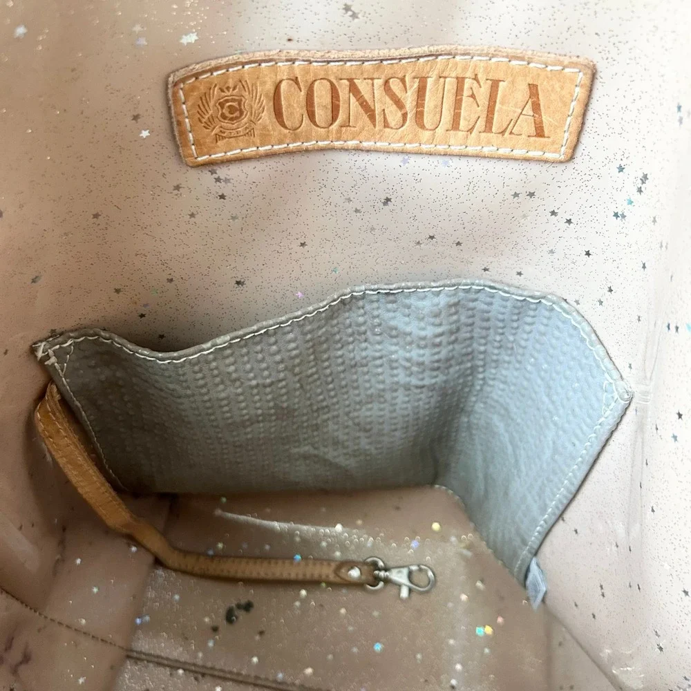 Consuela Olive Green Canvas Zebra Embroidery Classic Sling Bucket Bag